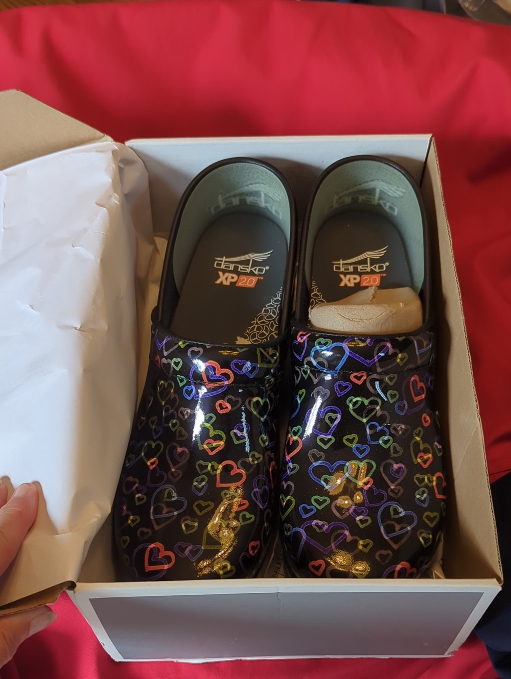 😍💥🩷NIB Dansko XP 2.0 Women's Clogs 41 Black with hearts 😍💥